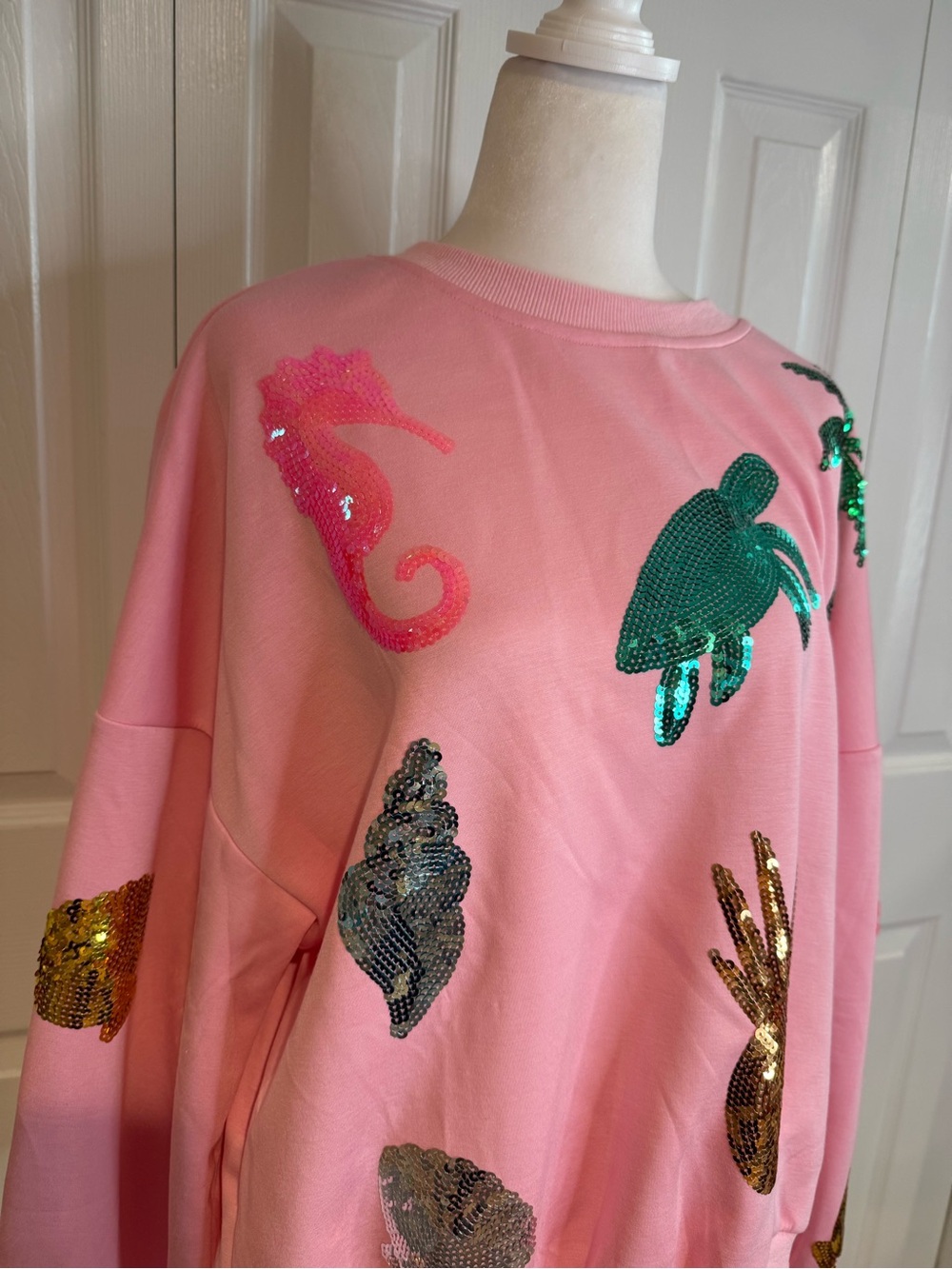 Simply Southern, Pink Sequin Coastal Sweatshirt, Size XL NWT - Picture 3 of 13